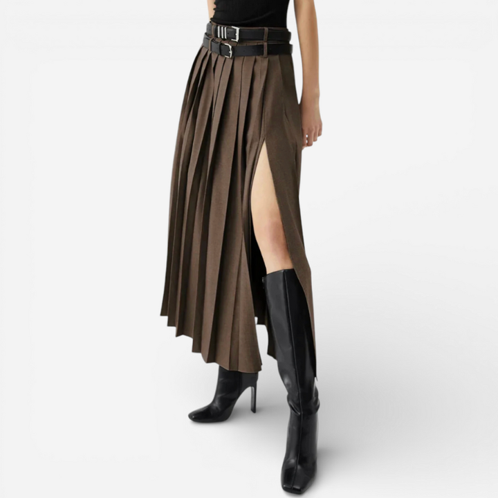 Women’s High-Waisted Pleated Midi Skirt