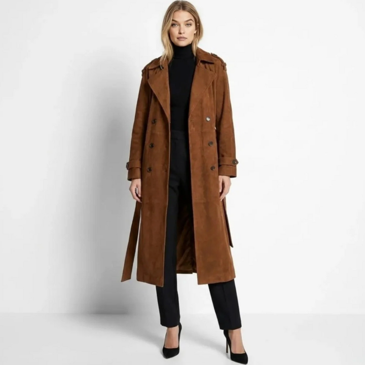 Women's Double-Breasted Wool Trench Coat