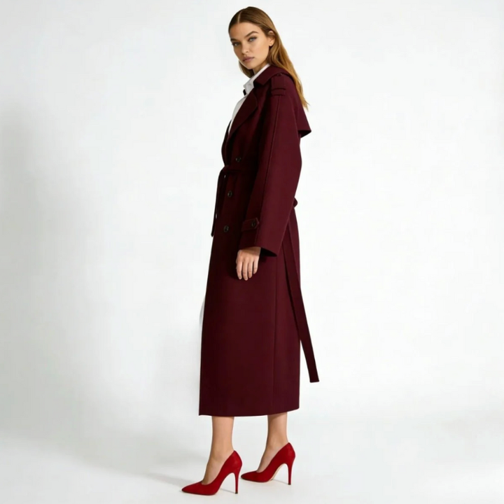 Women's Double-Breasted Wool Trench Coat