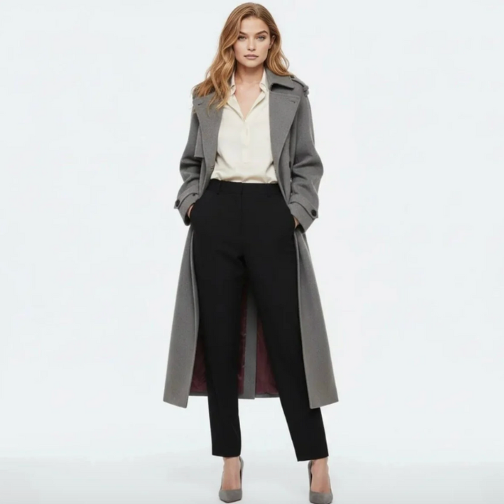 Women's Double-Breasted Wool Trench Coat