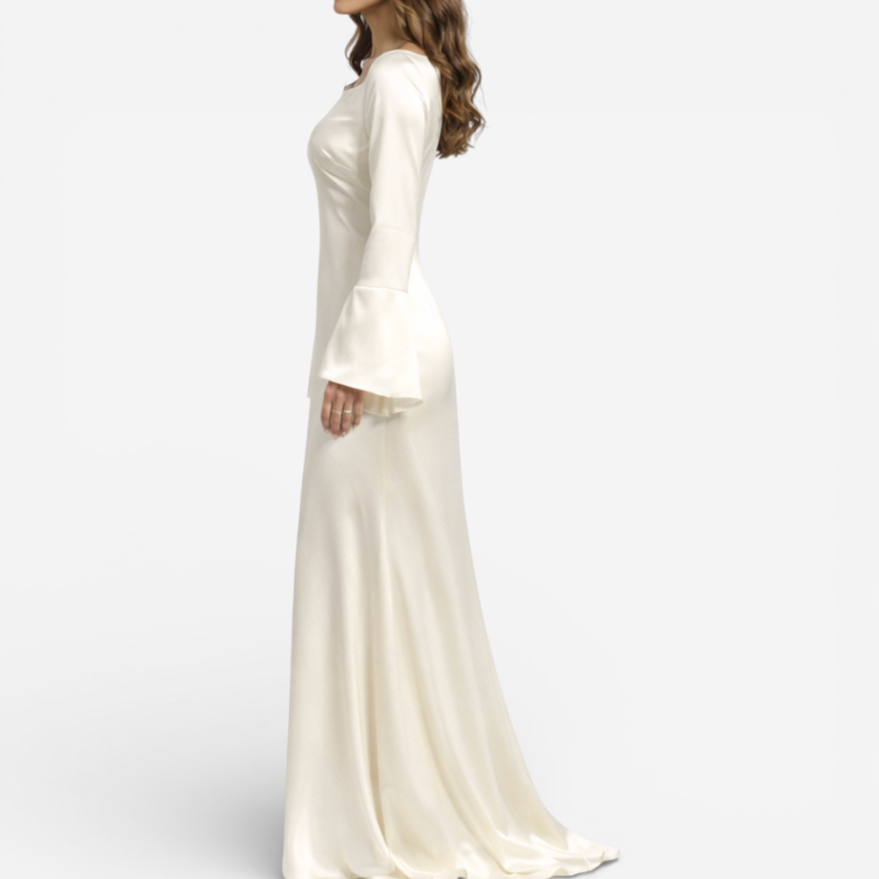 Women’s Long Sleeve Satin Maxi Dress