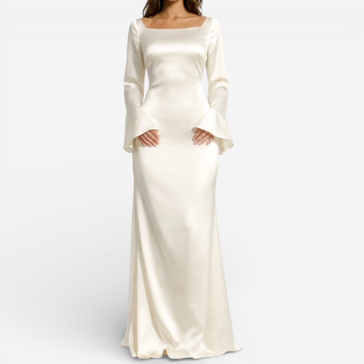 Women’s Long Sleeve Satin Maxi Dress