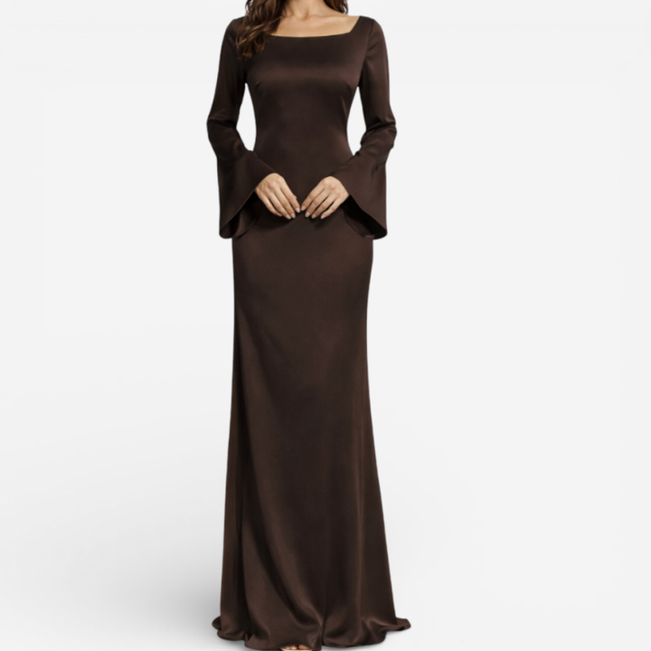 Women’s Long Sleeve Satin Maxi Dress