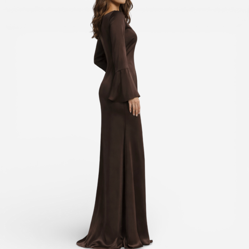 Women’s Long Sleeve Satin Maxi Dress