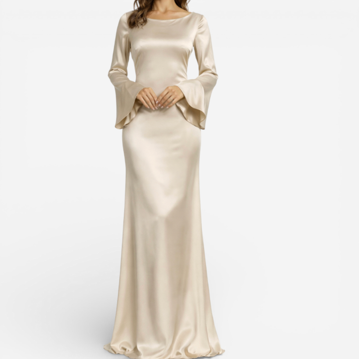 Women’s Long Sleeve Satin Maxi Dress