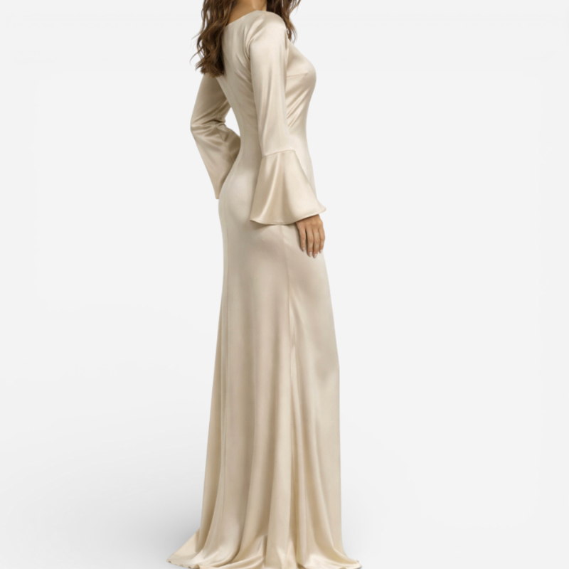 Women’s Long Sleeve Satin Maxi Dress