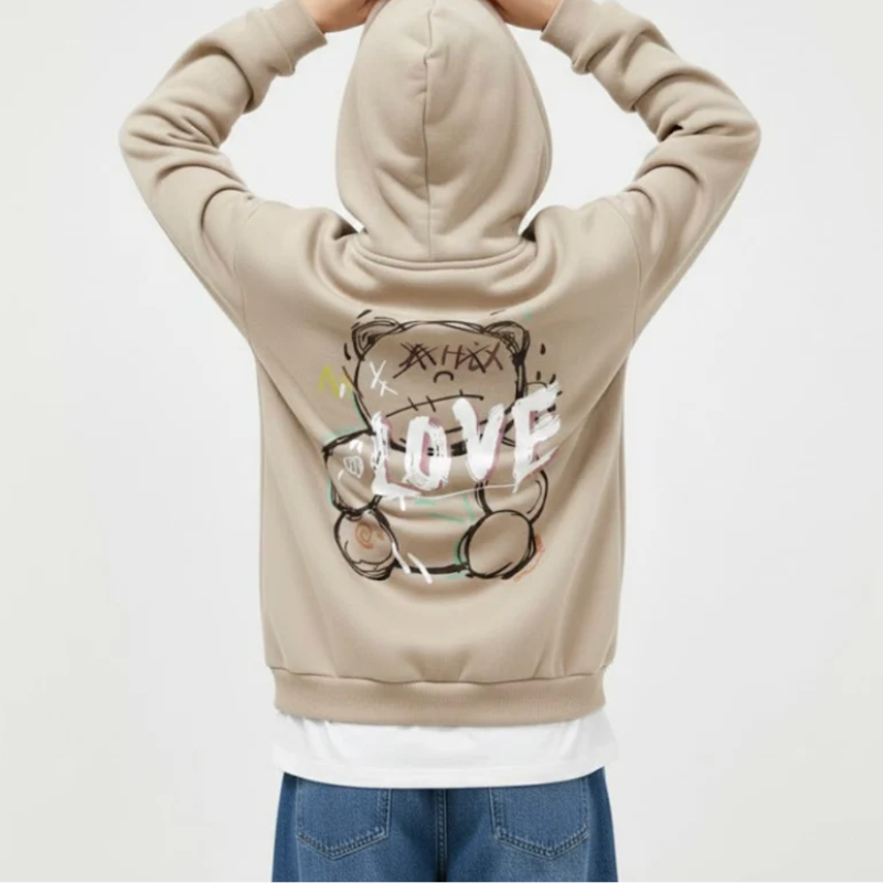 Women's Graffiti Line Bear Hoodie