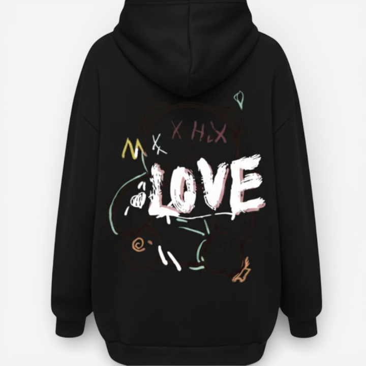 Women's Graffiti Line Bear Hoodie