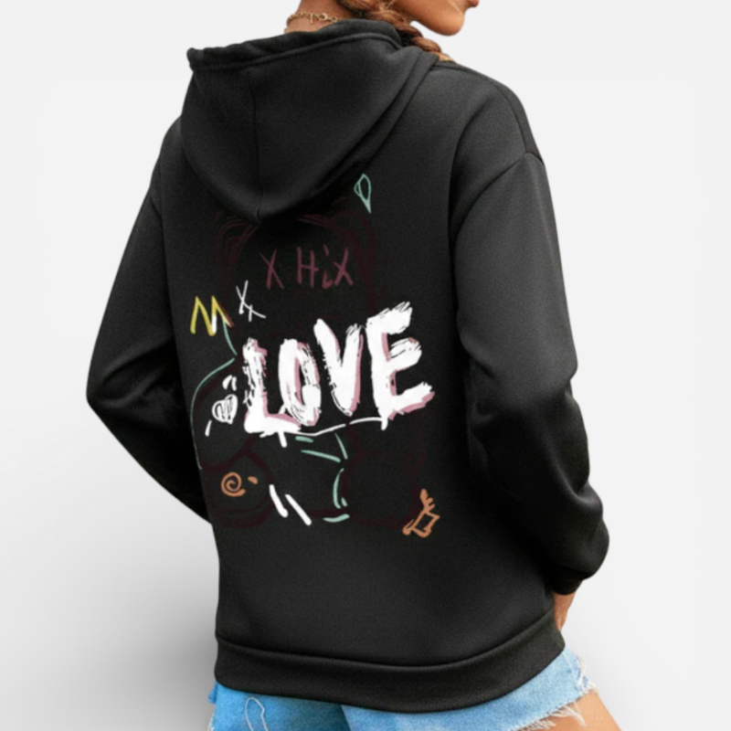 Women's Graffiti Line Bear Hoodie