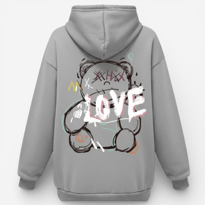 Women's Graffiti Line Bear Hoodie