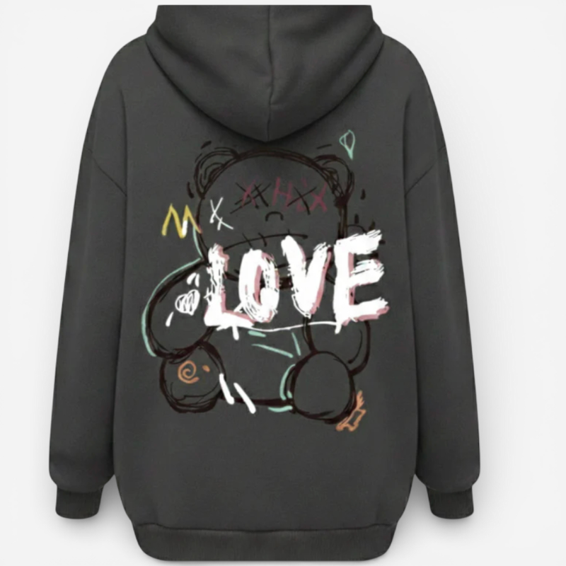 Women's Graffiti Line Bear Hoodie