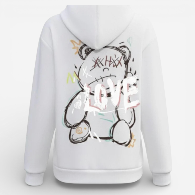 Women's Graffiti Line Bear Hoodie