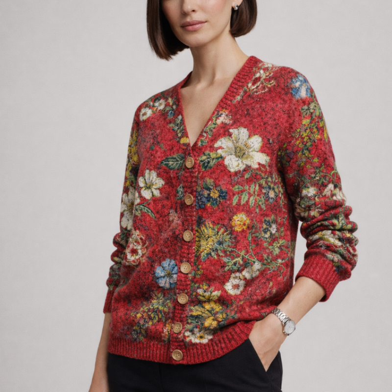 Women's Floral Knit Cardigan