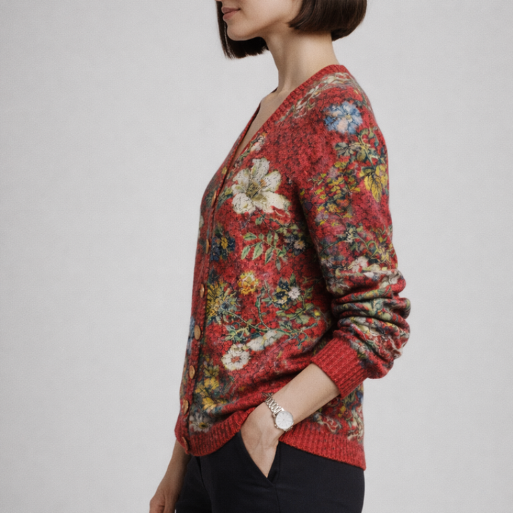 Women's Floral Knit Cardigan