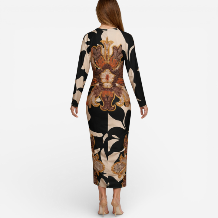 Women's Long Sleeve Midi Slit Dress