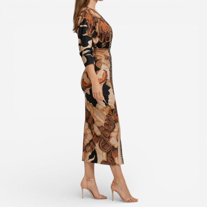 Women's Long Sleeve Midi Slit Dress