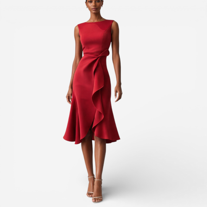 Women's Formal Ruffle Midi Dress