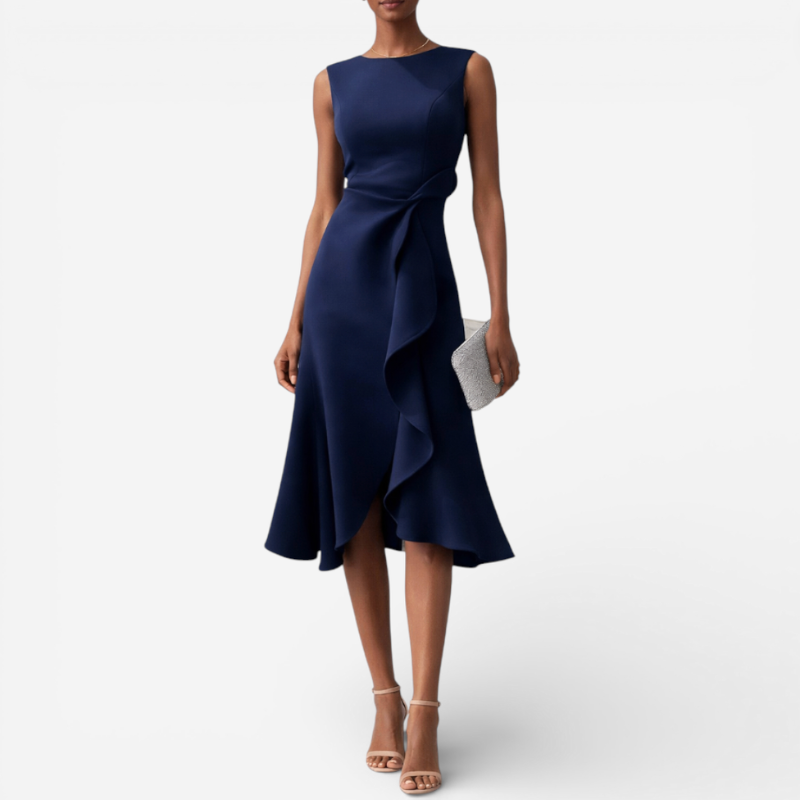 Women's Formal Ruffle Midi Dress