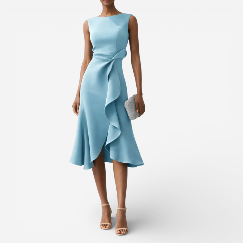 Women's Formal Ruffle Midi Dress