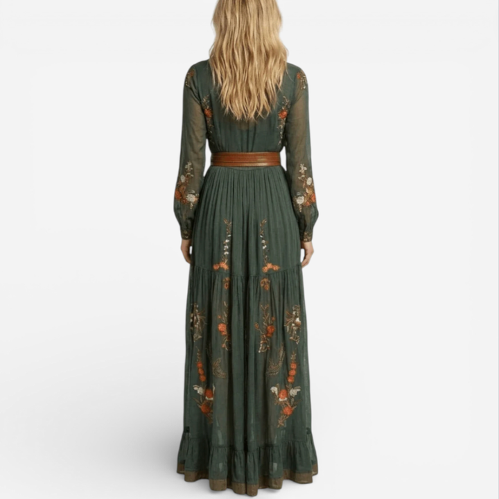 Women's Long Sleeve Maxi Dress With Belt