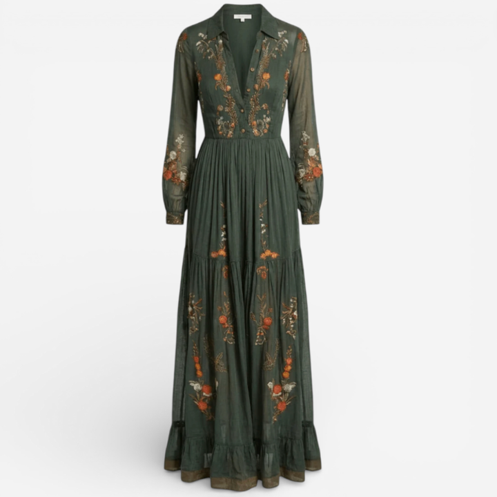 Women's Long Sleeve Maxi Dress With Belt