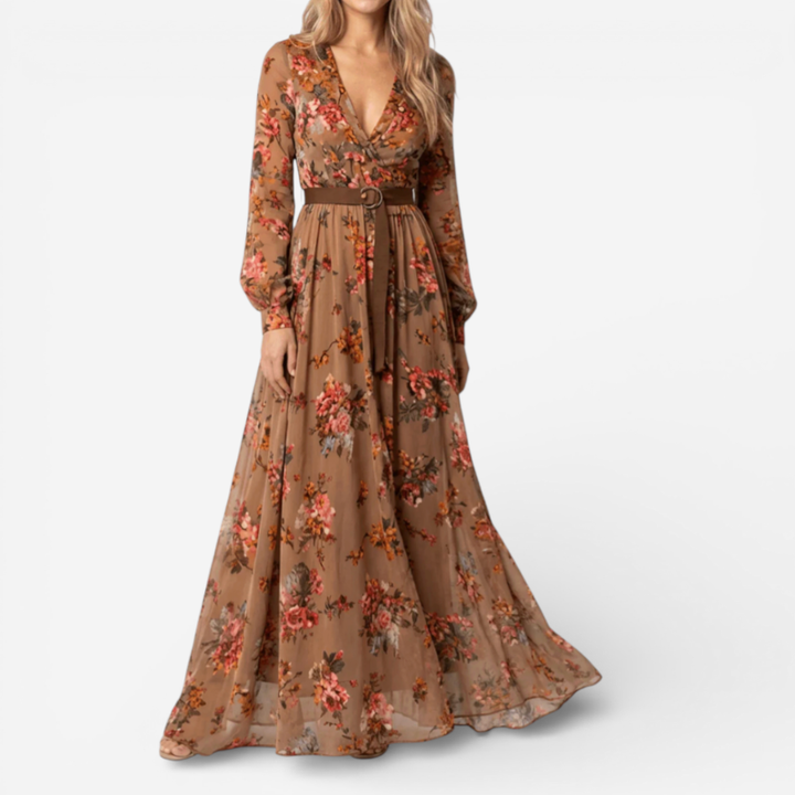 Women's Long Sleeve Maxi Dress With Belt