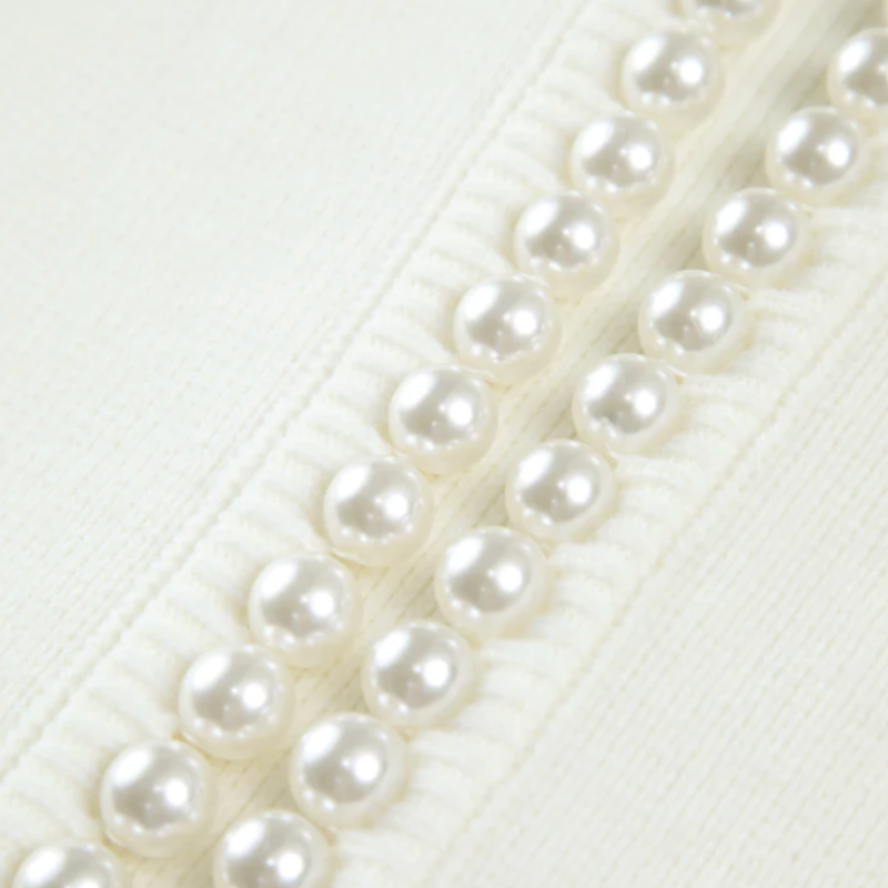 Women's Elegant Pearl-Trim Cardigan