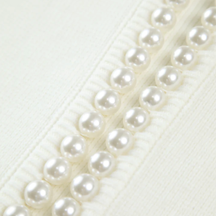Women's Elegant Pearl-Trim Cardigan