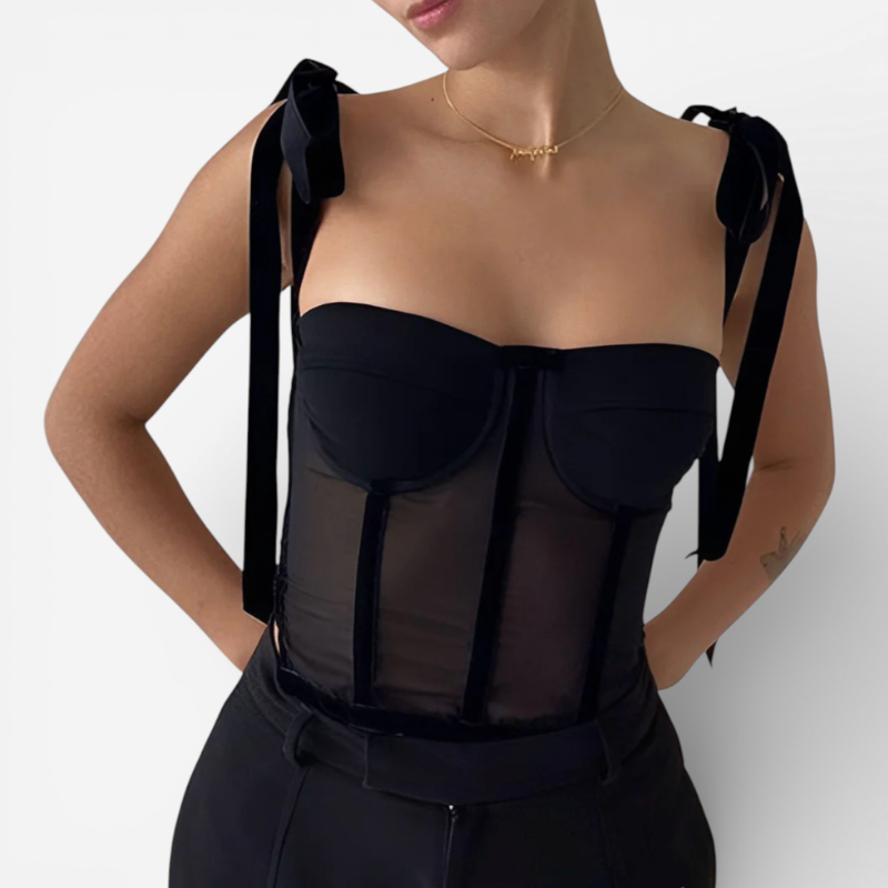 Women's Sheer Tie-Strap Corset Top