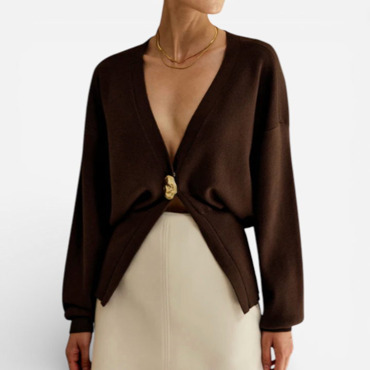 Women's Deep V-Neck Button Cardigan