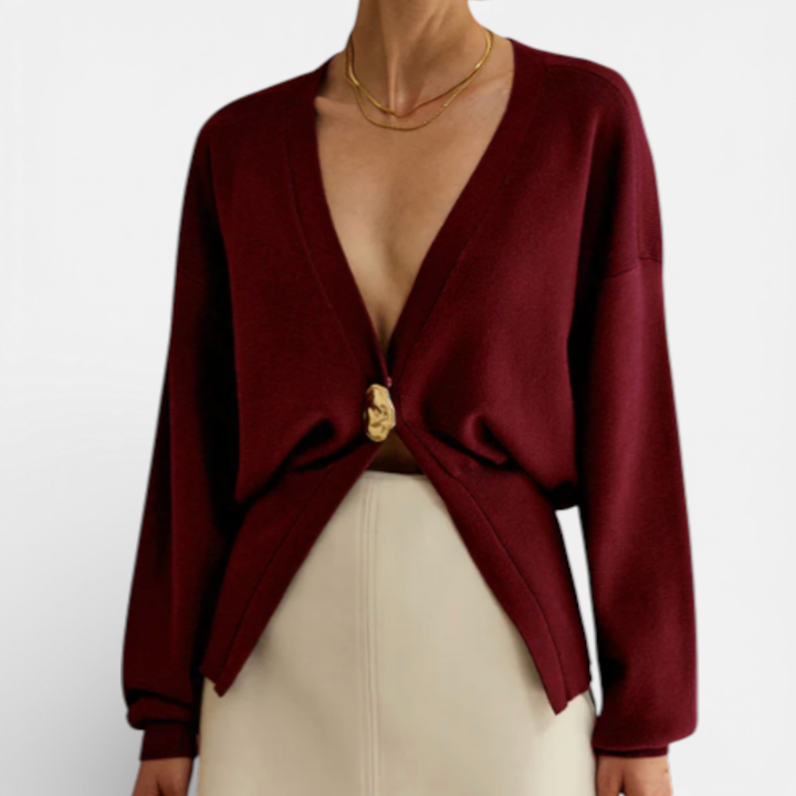 Women's Deep V-Neck Button Cardigan