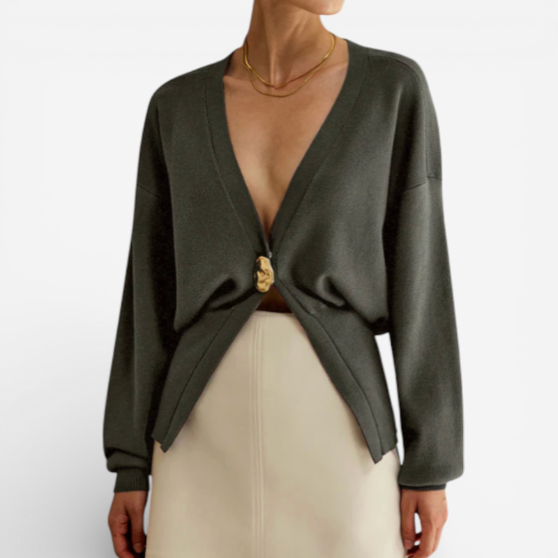 Women's Deep V-Neck Button Cardigan