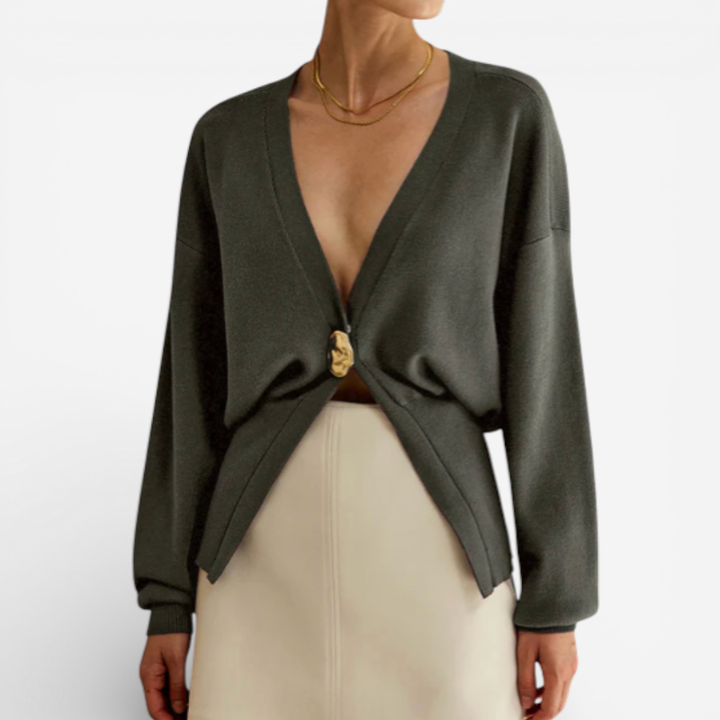 Women's Deep V-Neck Button Cardigan