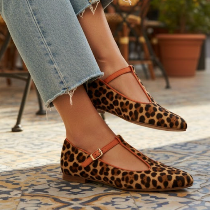 Women's Leopard T-Strap Loafers