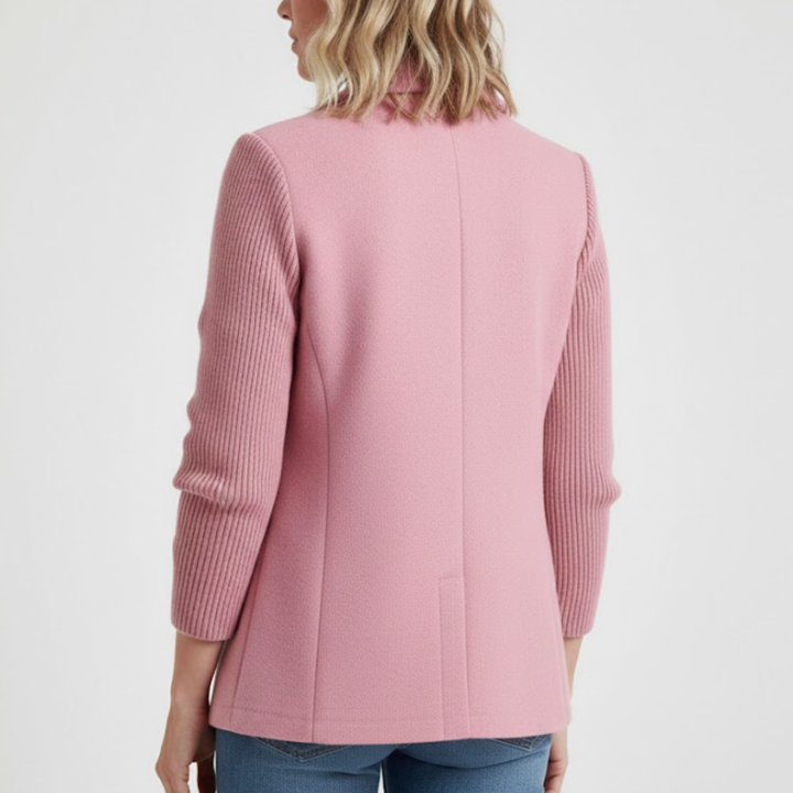 Women’s Double-Breasted Wool Blazer With Knit Sleeve