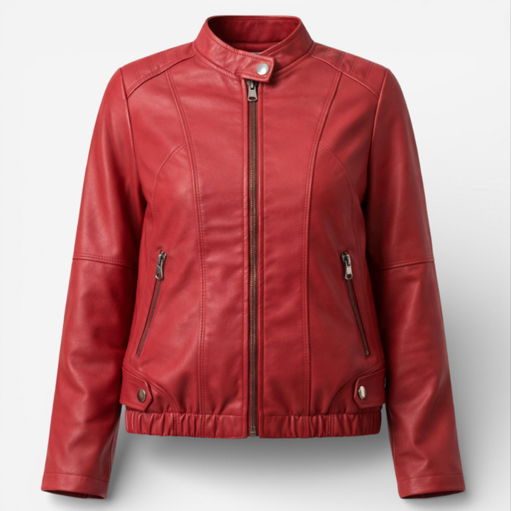 Women's Leather Motorcycle Bomber jacket