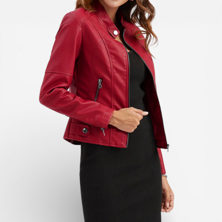 Women's Leather Motorcycle Bomber jacket