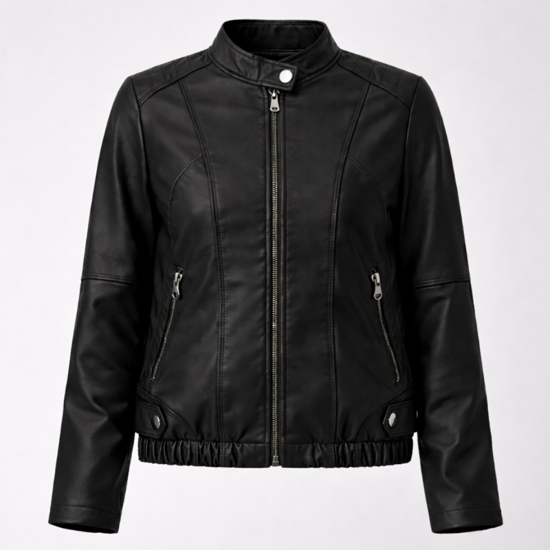 Women's Leather Motorcycle Bomber jacket