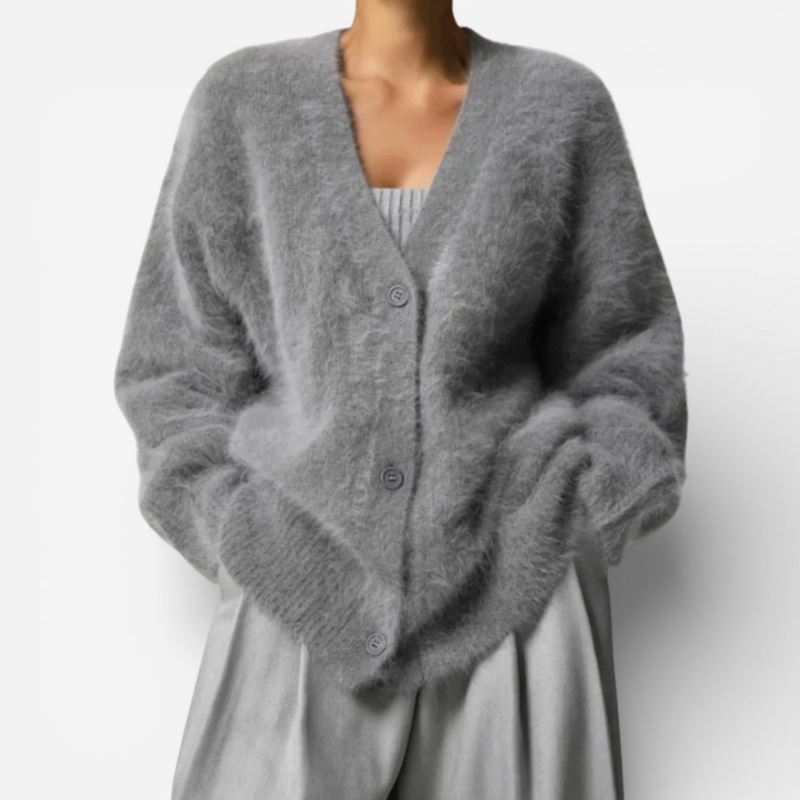 Women's Oversized V-Neck Knit Cardigan