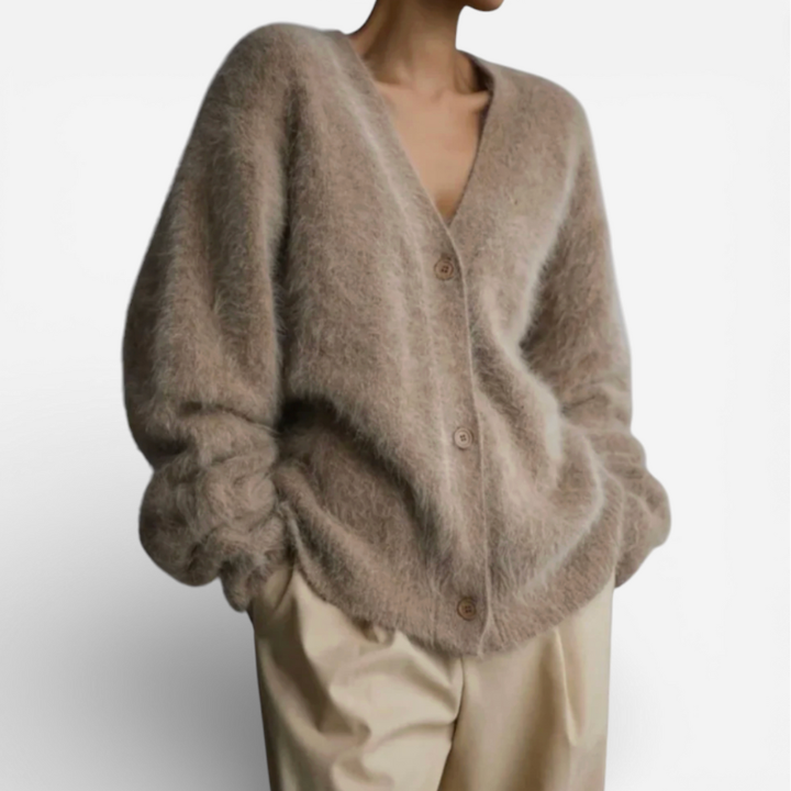 Women's Oversized V-Neck Knit Cardigan