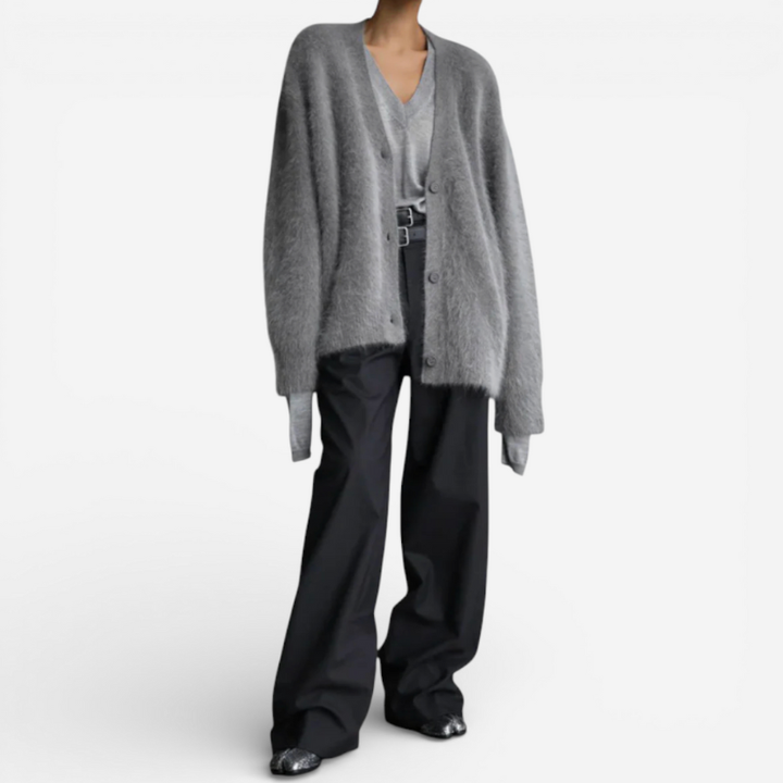 Women's Oversized V-Neck Knit Cardigan