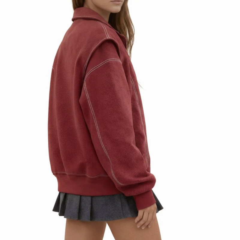 Women's Leather Zip Up Bomber Jacket