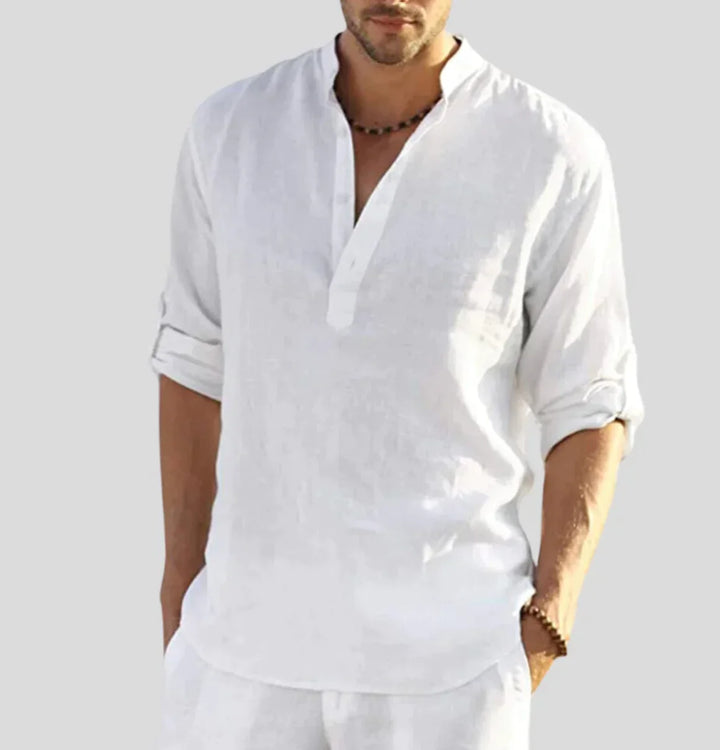 Elegant linen shirt with collar for men