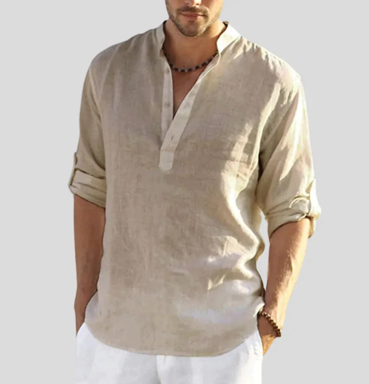 Elegant linen shirt with collar for men