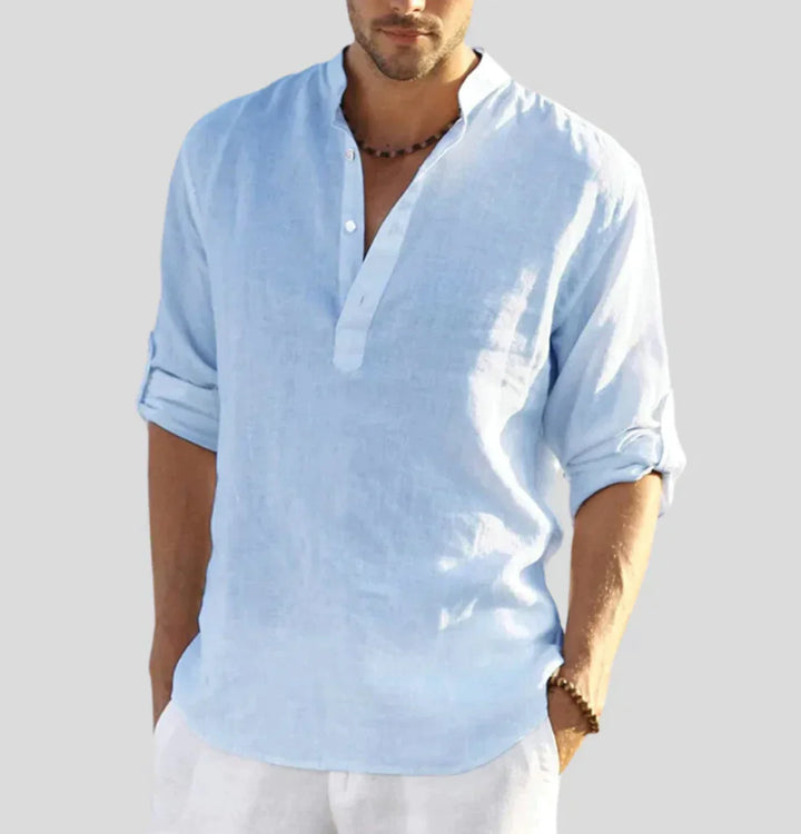 Elegant linen shirt with collar for men