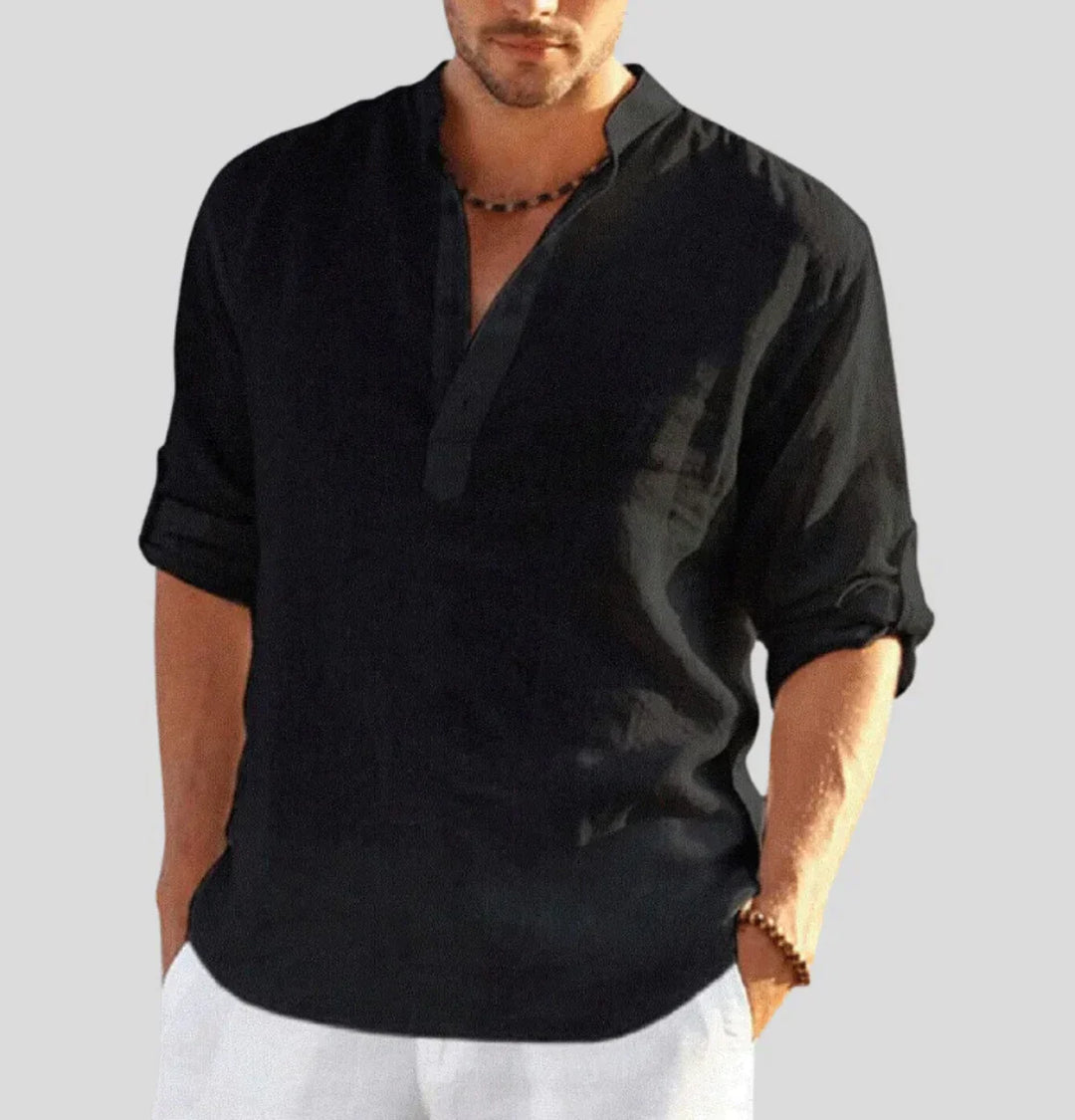 Elegant linen shirt with collar for men