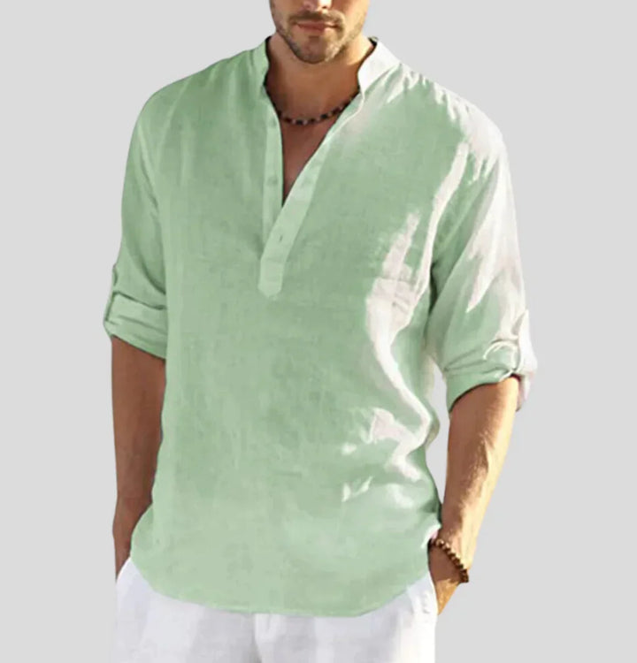 Elegant linen shirt with collar for men