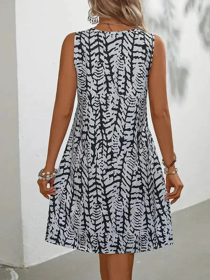 Round neck keyhole casual dress for women -6
