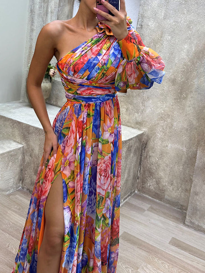 Floral slit wedding-guest maxi dress for women | Saniah -13