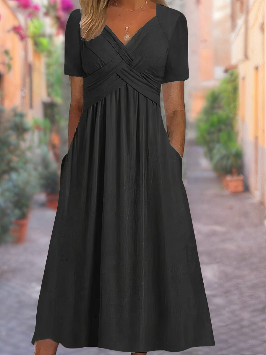 Rose | Women's V Neck Empire Waist Midi Dress